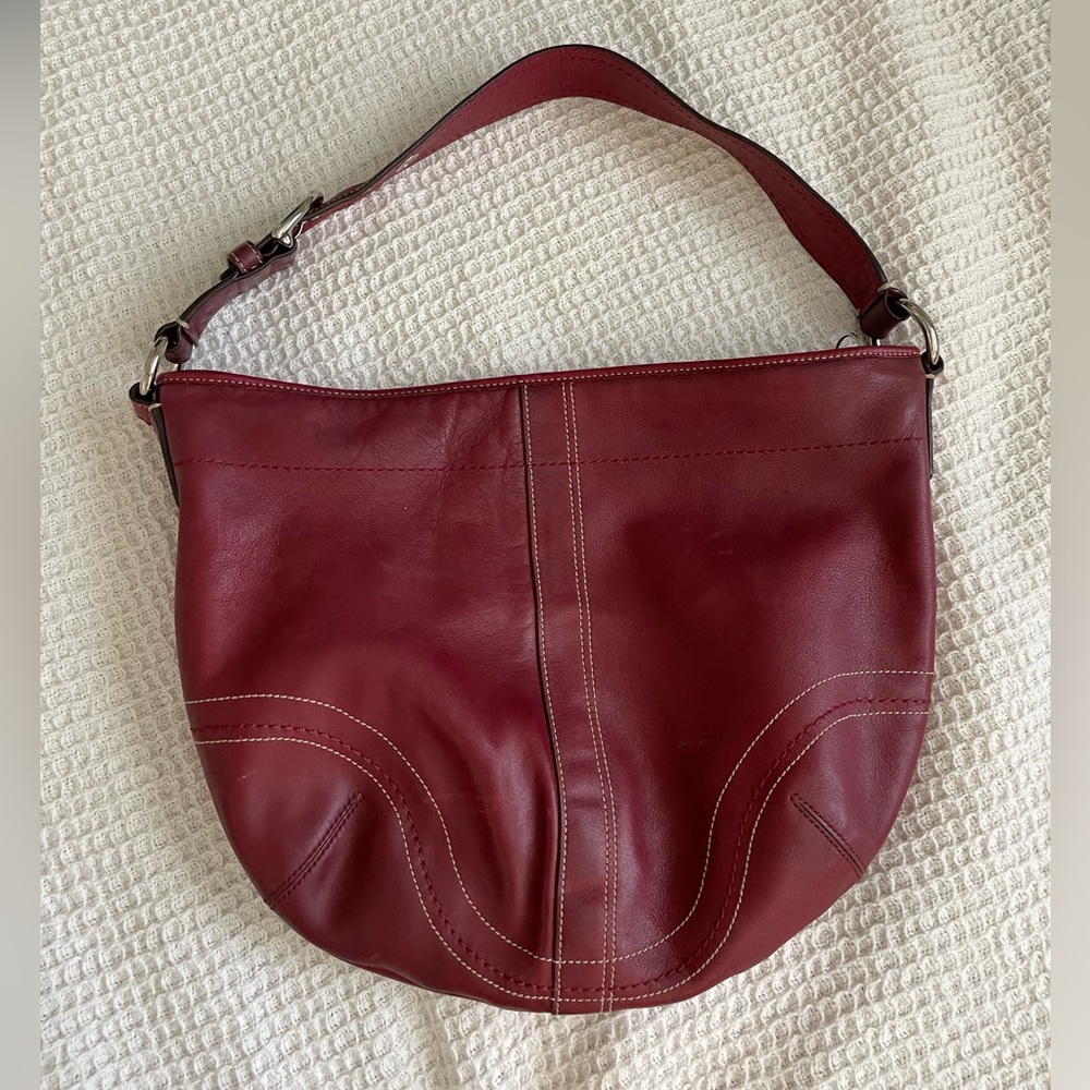 Coach Burgundy Hobo Leather Shoulder Bag - Picture 8 of 16